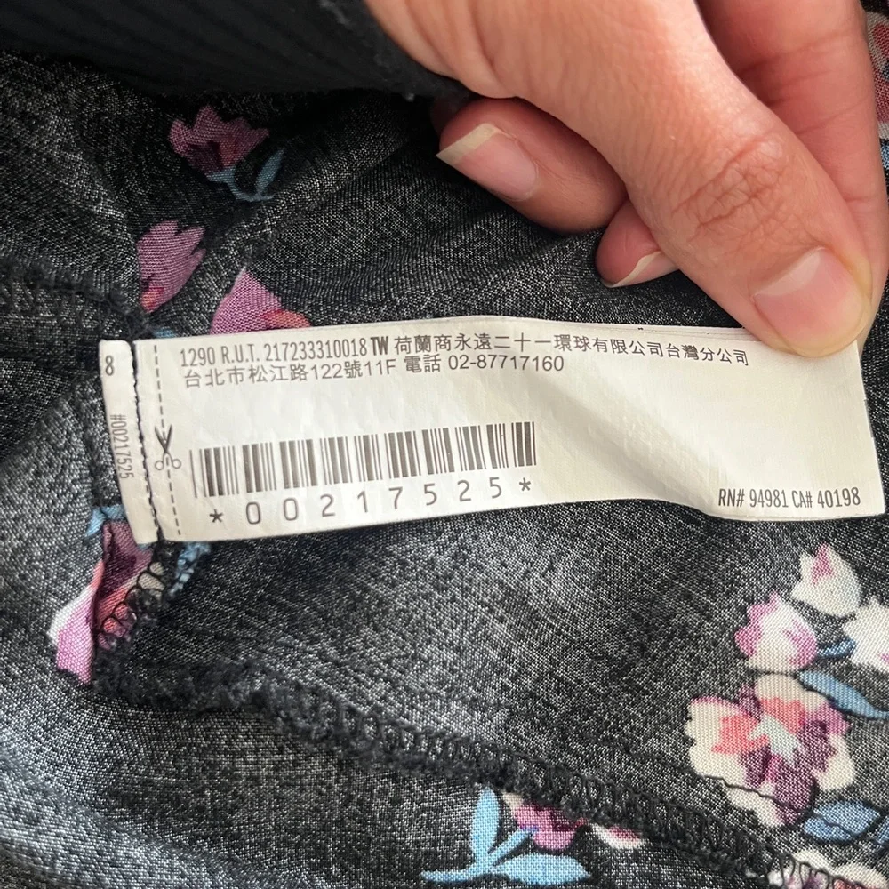 Forever 21 Black Floral Bell Sleeve Mini Dress- Size S - Picture 7 of 7